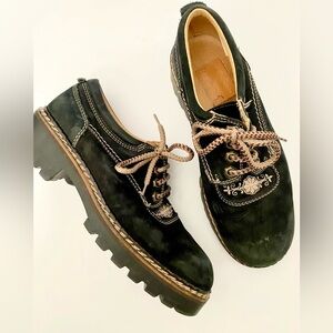 Vintage Y2K Leather Chunky Lace up Embroidered Loafer Oxford Sneakers